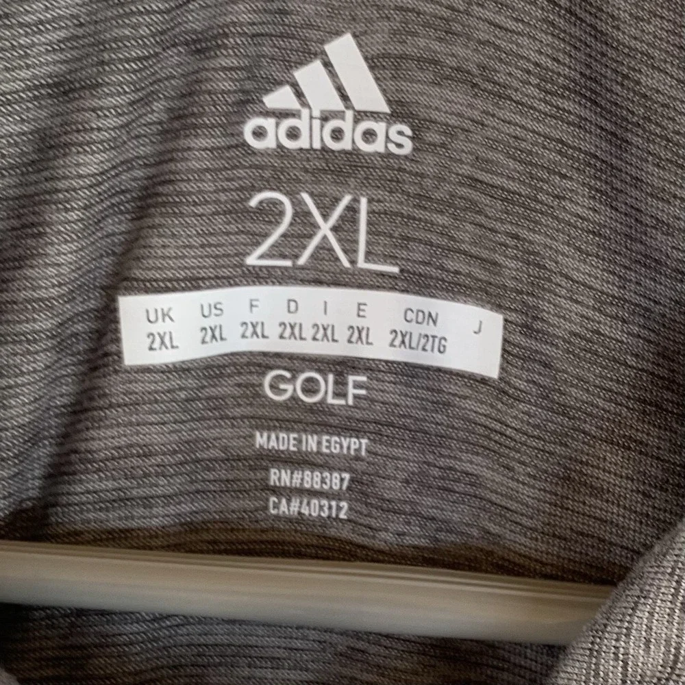 Adidas Golf Shirt Mens 2XL Gray Good Short Sleeve Performance Logo Active‎